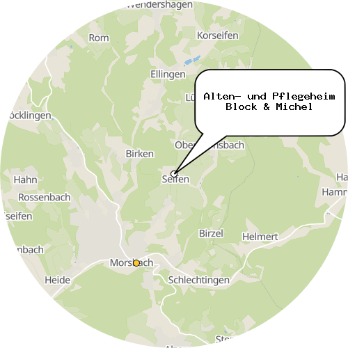 Kartenausschnitt für die Firma Alten- und Pflegeheim Block & Michel