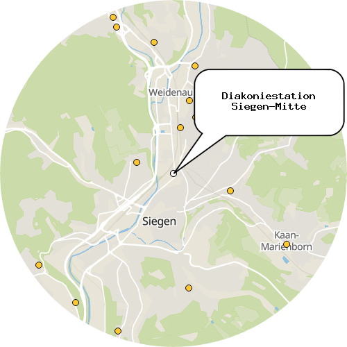 Kartenausschnitt für die Firma Diakoniestation Siegen-Mitte