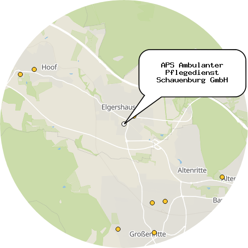 Kartenausschnitt für die Firma APS Ambulanter Pflegedienst Schauenburg GmbH