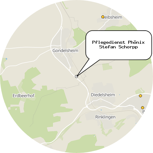 Kartenausschnitt für die Firma Pflegedienst Phönix Stefan Schorpp