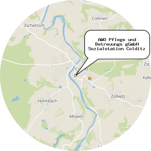 Kartenausschnitt für die Firma AWO Pflege und Betreuungs gGmbH Sozialstation Colditz