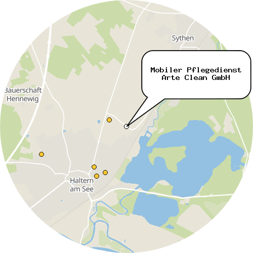 Kartenausschnitt für die Firma Mobiler Pflegedienst Arte Clean GmbH