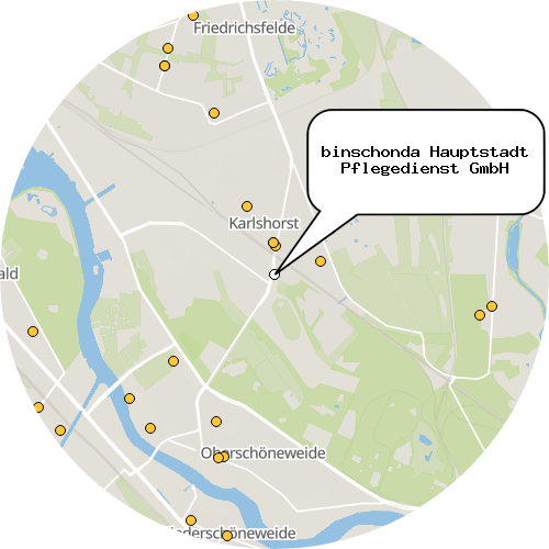Kartenausschnitt für die Firma binschonda Hauptstadt Pflegedienst GmbH
