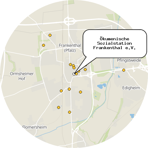 Kartenausschnitt für die Firma Ökumenische Sozialstation Frankenthal e.V.