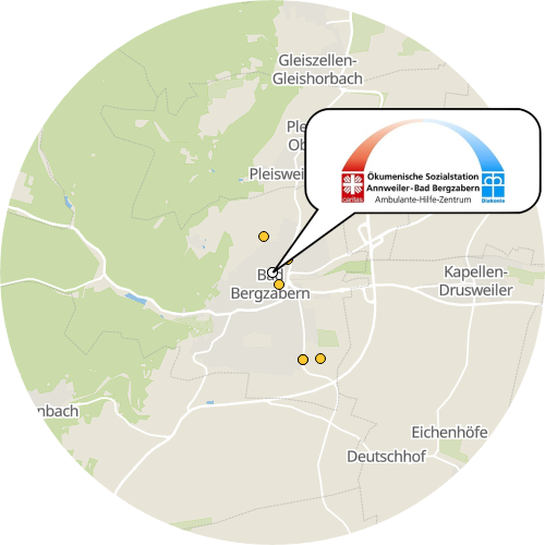 Kartenausschnitt für die Firma Ökumenische Sozialstation Annweiler am Trifels / Bad Bergzabern e.V.