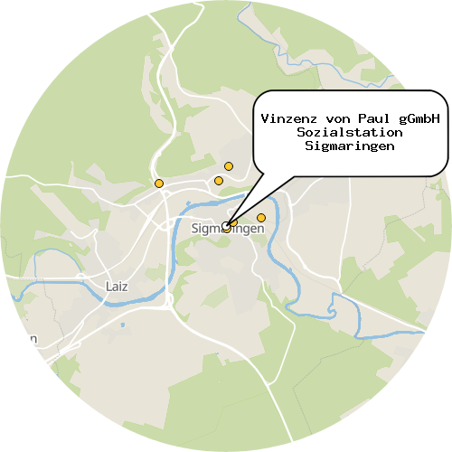 Kartenausschnitt für die Firma Vinzenz von Paul gGmbH Sozialstation Sigmaringen