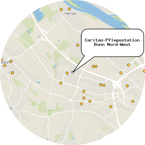 Kartenausschnitt für die Firma Caritas-Pflegestation Bonn Nord-West