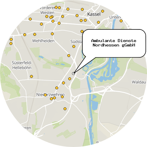 Kartenausschnitt für die Firma Ambulante Dienste Nordhessen gGmbH