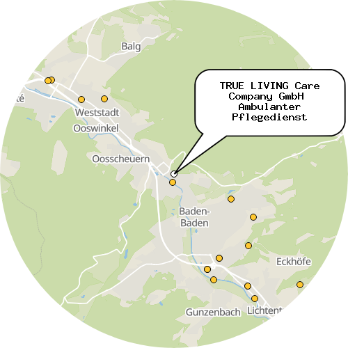 Kartenausschnitt für die Firma TRUE LIVING Care Company GmbH  Ambulanter Pflegedienst