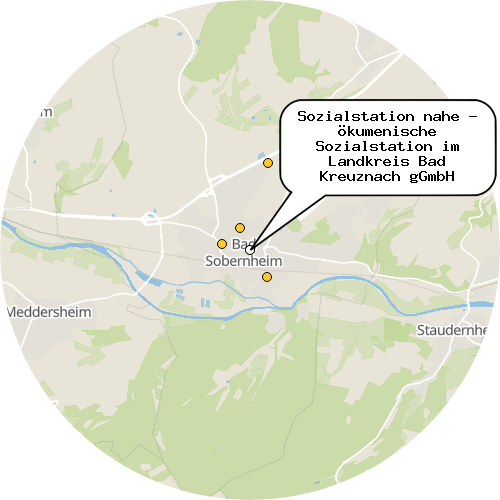Kartenausschnitt für die Firma Sozialstation nahe - ökumenische Sozialstation im Landkreis Bad Kreuznach gGmbH