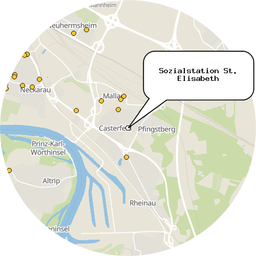 Kartenausschnitt für die Firma Sozialstation St. Elisabeth