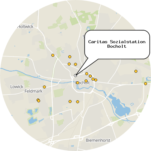 Kartenausschnitt für die Firma Caritas Sozialstation Bocholt