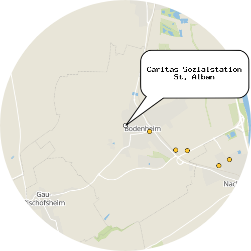 Kartenausschnitt für die Firma Caritas Sozialstation St. Alban