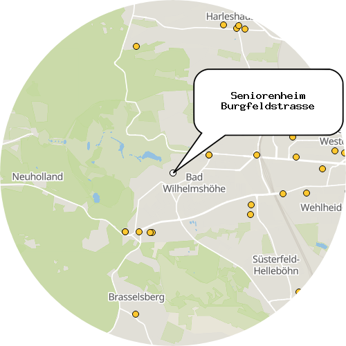 Kartenausschnitt für die Firma Seniorenheim Burgfeldstrasse
