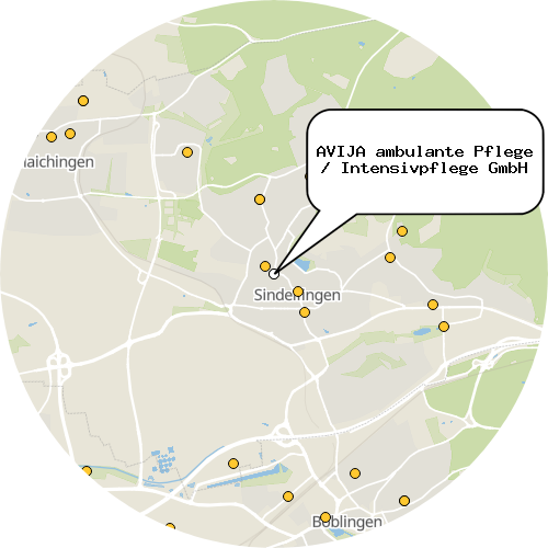 Kartenausschnitt für die Firma AVIJA ambulante Pflege / Intensivpflege GmbH