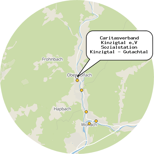 Kartenausschnitt für die Firma Caritasverband Kinzigtal e.V Sozialstation Kinzigtal - Gutachtal