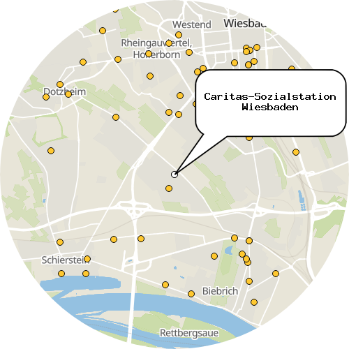 Kartenausschnitt für die Firma Caritas-Sozialstation Wiesbaden