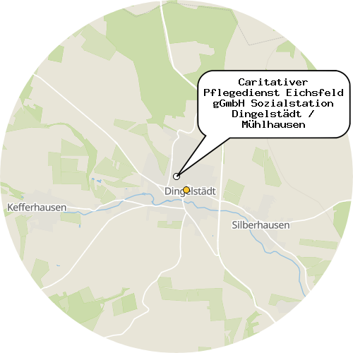 Kartenausschnitt für die Firma Caritativer Pflegedienst Eichsfeld gGmbH Sozialstation Dingelstädt / Mühlhausen