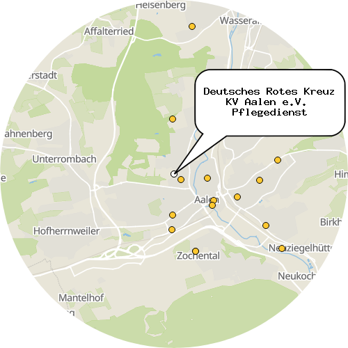 Kartenausschnitt für die Firma Deutsches Rotes Kreuz KV Aalen e.V.  Pflegedienst