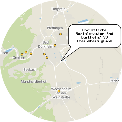 Kartenausschnitt für die Firma Christliche Sozialstation Bad Dürkheim/ VG Freinsheim gGmbH