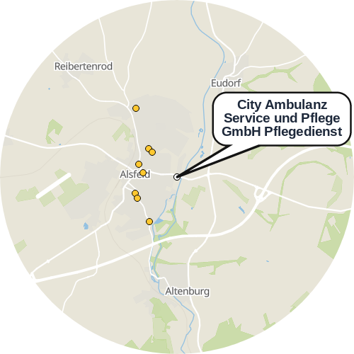 Kartenausschnitt für die Firma City Ambulanz Service und Pflege GmbH Pflegedienst