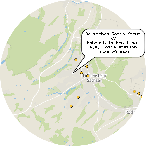 Kartenausschnitt für die Firma Deutsches Rotes Kreuz KV Hohenstein-Ernstthal e.V. Sozialstation Lebensfreude Lichtenstein / SGB XI