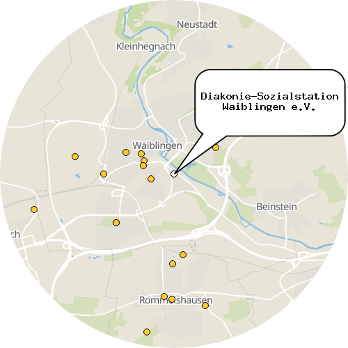 Kartenausschnitt für die Firma Diakonie-Sozialstation Waiblingen e.V.