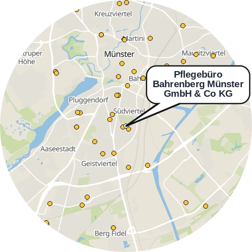 Kartenausschnitt für die Firma Pflegebüro Bahrenberg Münster GmbH & Co KG