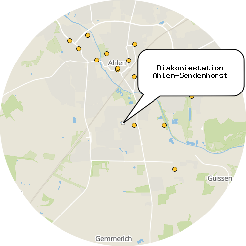 Kartenausschnitt für die Firma Diakoniestation Ahlen-Sendenhorst