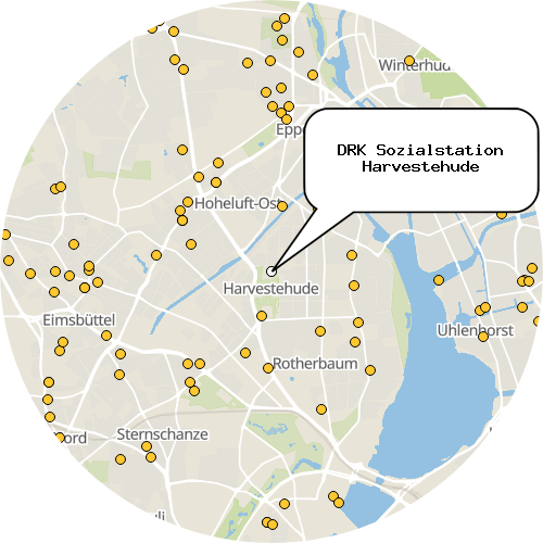 Kartenausschnitt für die Firma DRK Sozialstation Harvestehude