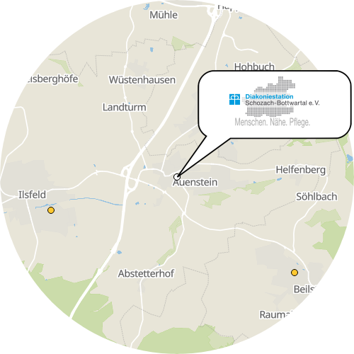 Kartenausschnitt für die Firma Diakoniestation Schozach-Bottwartal e.V. Im Gesundheitszentrum