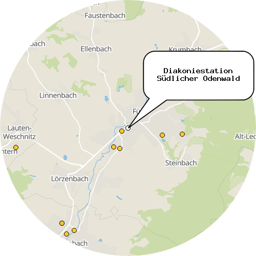 Kartenausschnitt für die Firma Diakoniestation Südlicher Odenwald