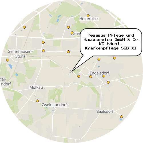 Kartenausschnitt für die Firma Pegasus Pflege und Hausservice GmbH & Co KG Häusl. Krankenpflege SGB XI