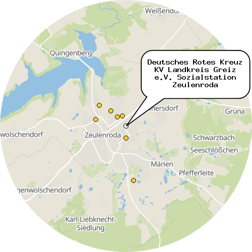 Kartenausschnitt für die Firma Deutsches Rotes Kreuz KV Landkreis Greiz e.V. Sozialstation Zeulenroda