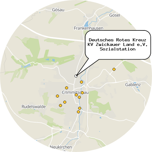 Kartenausschnitt für die Firma Deutsches Rotes Kreuz KV Zwickauer Land e.V. Sozialstation