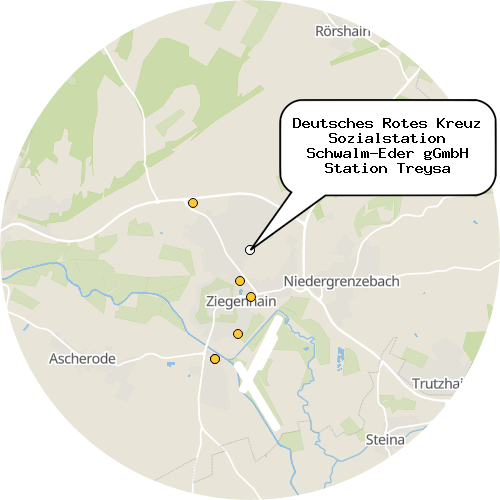 Kartenausschnitt für die Firma Deutsches Rotes Kreuz Sozialstation Schwalm-Eder gGmbH Station Treysa