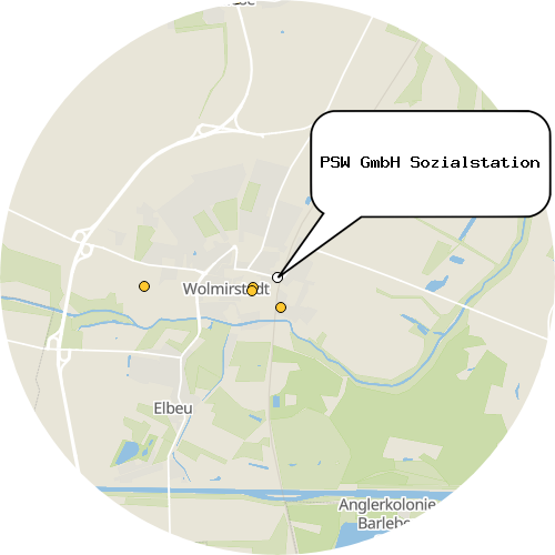 Kartenausschnitt für die Firma PSW GmbH Sozialstation