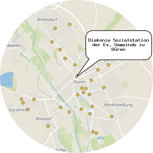 Kartenausschnitt für die Firma Diakonie Sozialstation der Ev. Gemeinde zu Düren