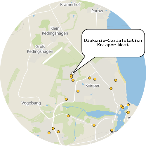 Kartenausschnitt für die Firma Diakonie-Sozialstation Knieper-West