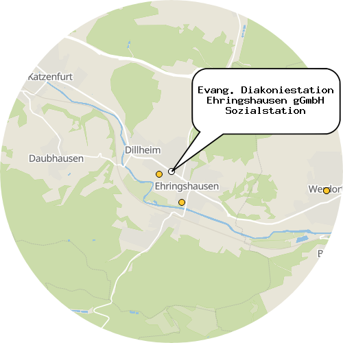 Kartenausschnitt für die Firma Evang. Diakoniestation Ehringshausen gGmbH Sozialstation