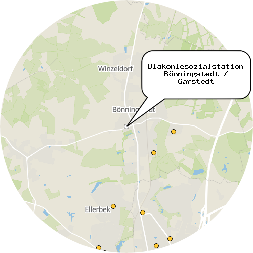 Kartenausschnitt für die Firma Diakoniesozialstation Bönningstedt / Garstedt