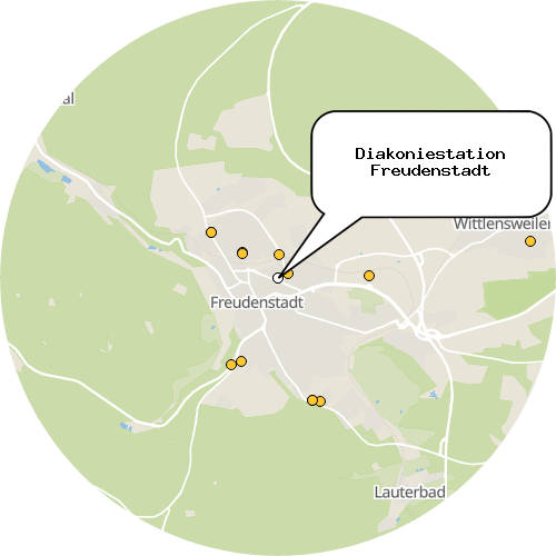 Kartenausschnitt für die Firma Diakoniestation Freudenstadt