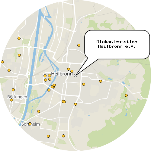 Kartenausschnitt für die Firma Diakoniestation Heilbronn e.V.