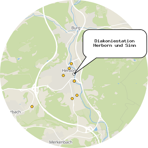 Kartenausschnitt für die Firma Diakoniestation Herborn und Sinn