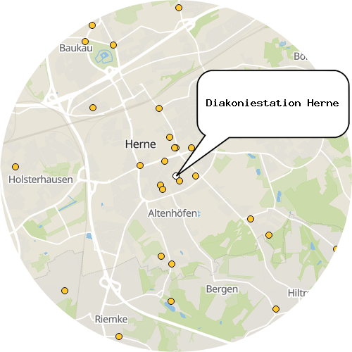 Kartenausschnitt für die Firma Diakoniestation Herne