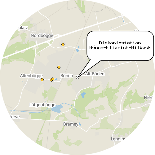 Kartenausschnitt für die Firma Diakoniestation Bönen-Flierich-Hilbeck