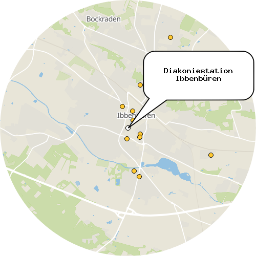 Kartenausschnitt für die Firma Diakoniestation Ibbenbüren