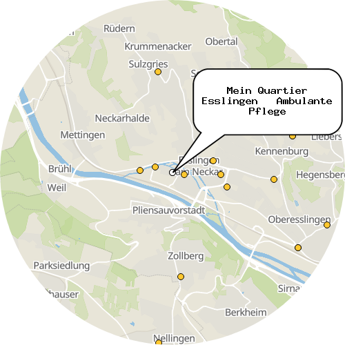 Kartenausschnitt für die Firma Mein Quartier Esslingen   Ambulante Pflege