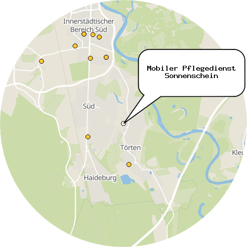 Kartenausschnitt für die Firma Mobiler Pflegedienst Sonnenschein