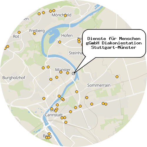 Kartenausschnitt für die Firma Dienste für Menschen gGmbH Diakoniestation Stuttgart-Münster